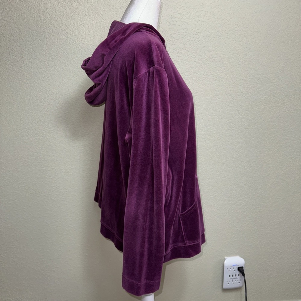Spa by Chico's Purple Velour Zip Hoodie Size 3 XL Soft Plush Luxe Y2K Aesthetic - Picture 2 of 6